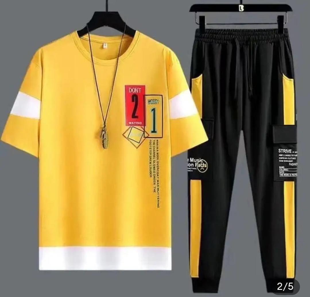 Men Graphic Track Suit Yellow Black