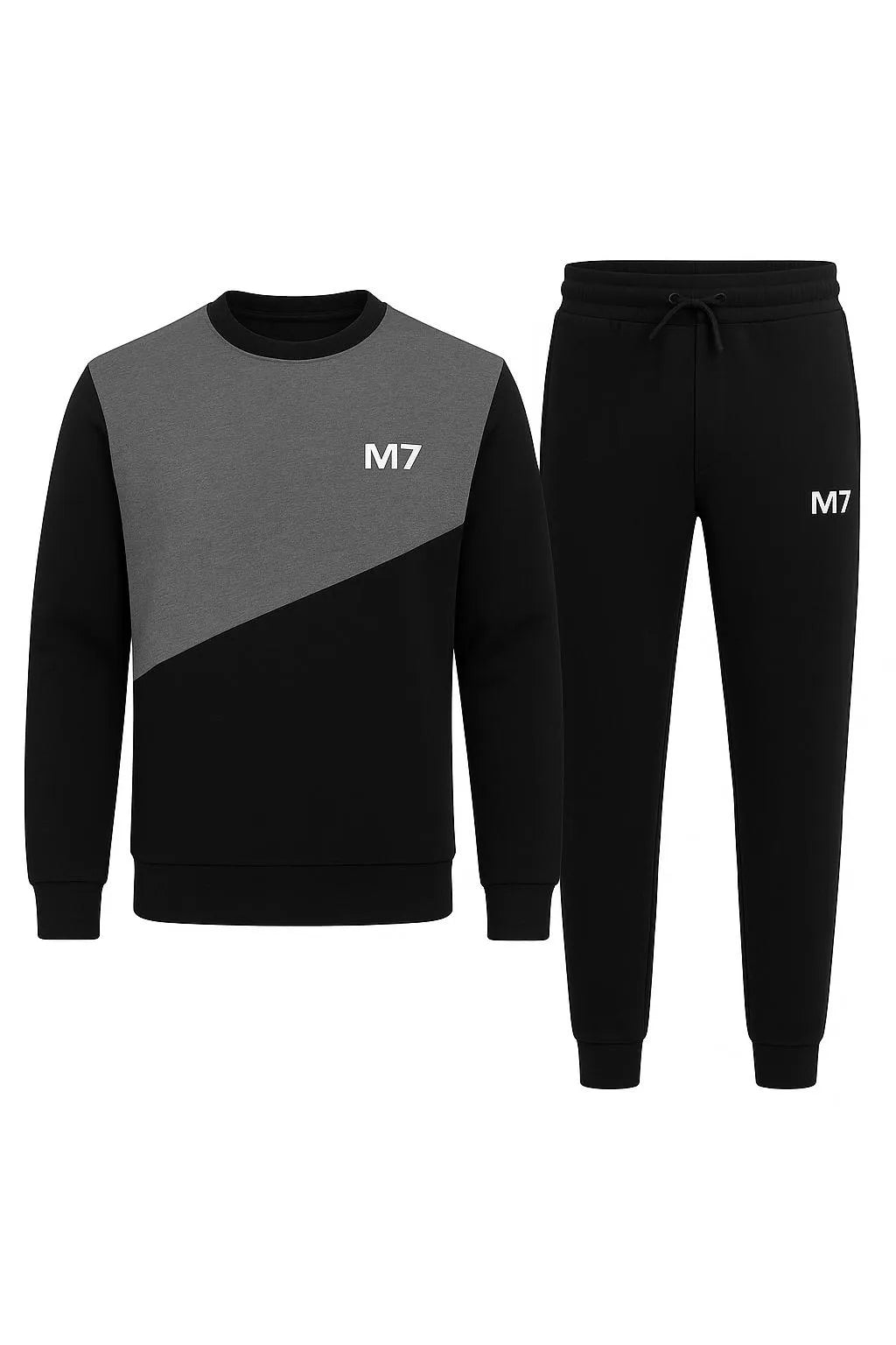 Men Fleece Printed Track Suit - Grey