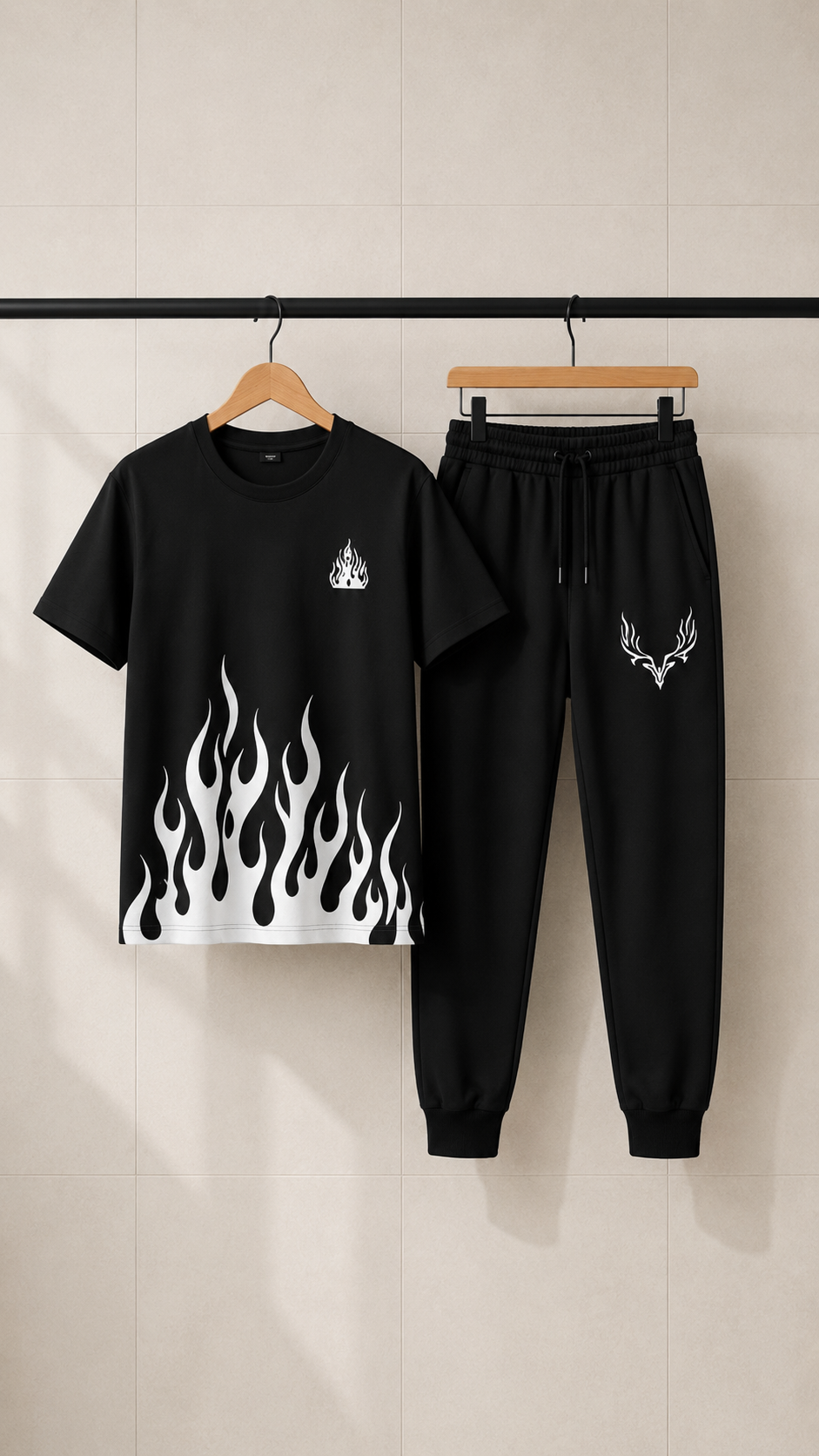 Men’s Inferno Mountain Flame Dri-Fit Tracksuit – Premium 2-Piece Set