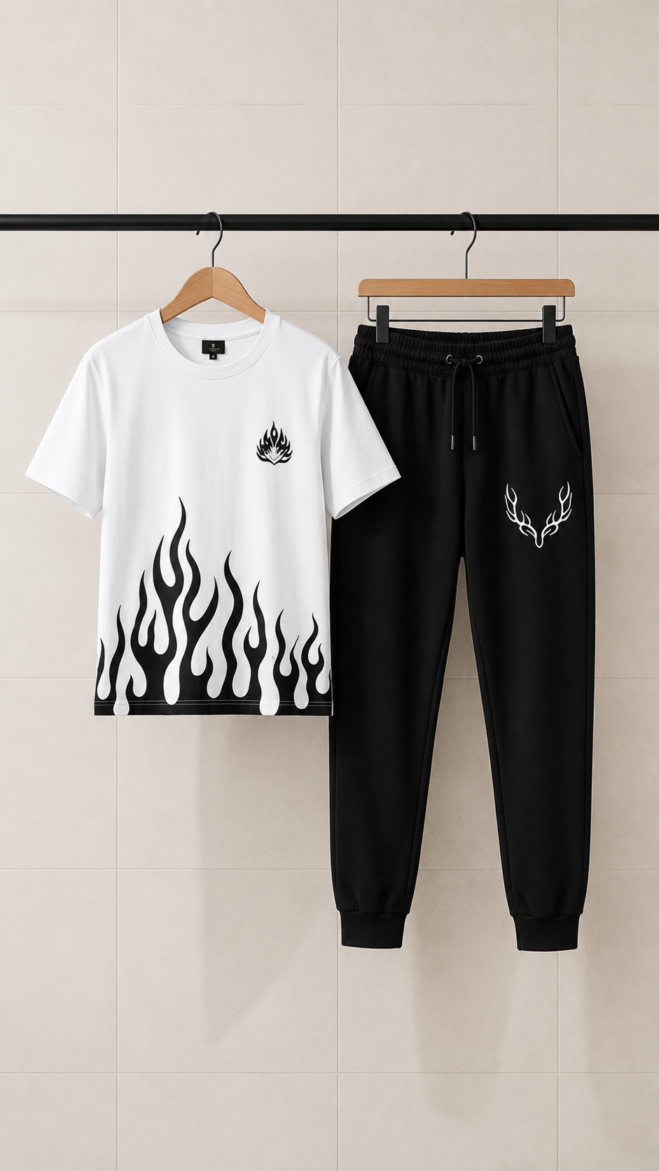 Men’s Inferno Mountain Flame Dri-Fit Tracksuit – Premium 2-Piece Set